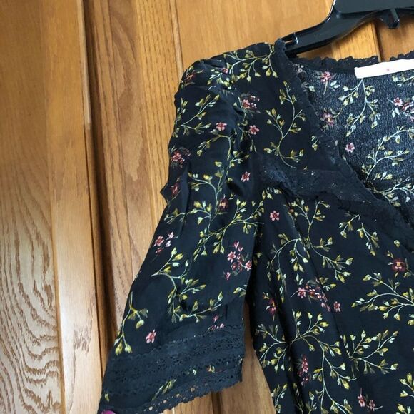 EYE OF THE NEEDLE Dark Romance Ditsy Print Ruffle Mini Dress - S - Picture 7 of 16